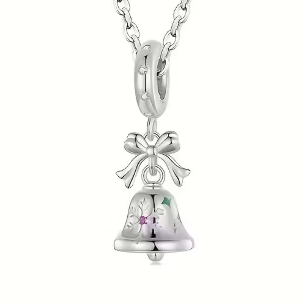 Silver Bells and Rhinestone Necklace or Bracelet Charm NEW